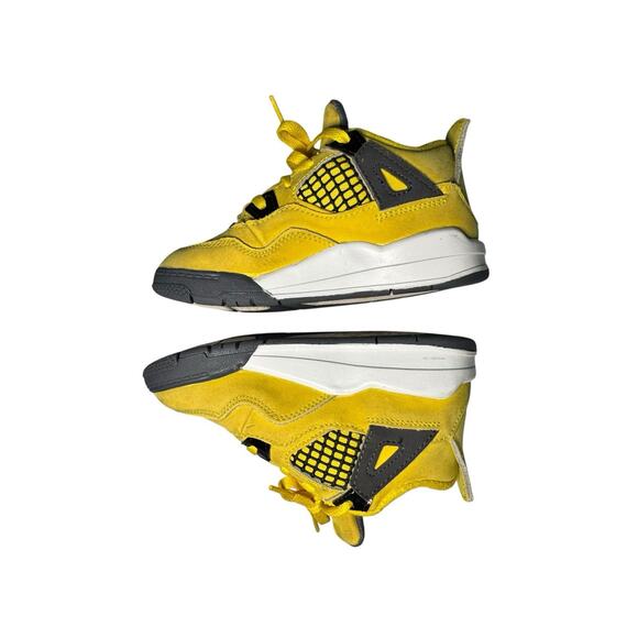 Nike Air Jordan 4 Retro Lightning Yellow Toddler Sz 9C Jumpman Sneakers - Picture 6 of 8